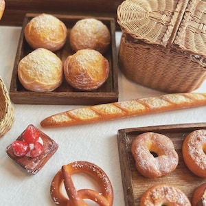 Dollhouse Bread Miniatures- 1:6 Scale Artisan Buns- Handmade Dollhouse Food- Mini Bakery Goods- Tiny Kitchen Decor- Collectible Mini Food
