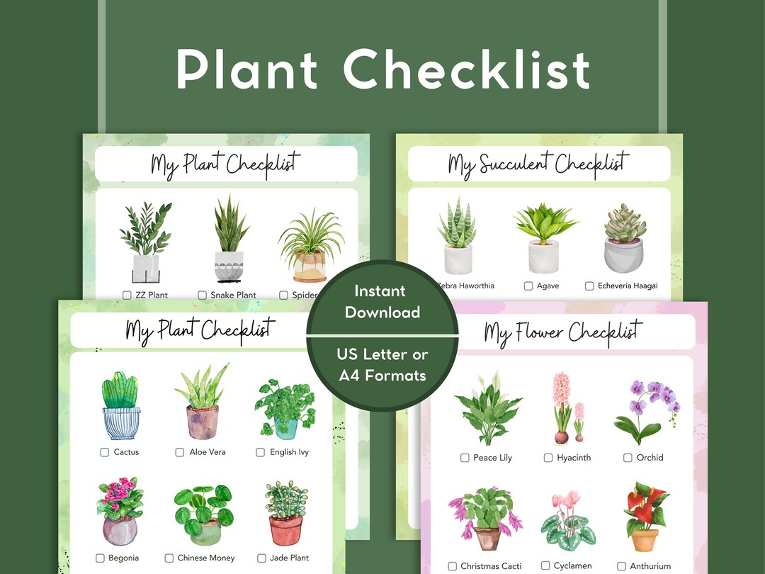 Plant Checklist Printable PDF PNG Digital Plant Organizer Plant Care ...