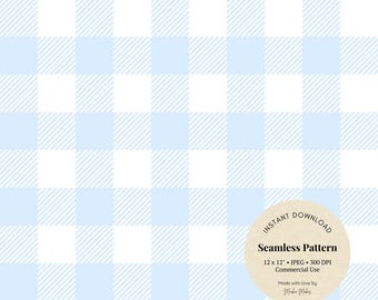 Carta digitale a quadretti blu pallido: motivo a quadri senza soluzione di continuità (download JPG 12 x 12 pollici)