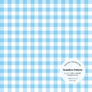 Baby Blue Gingham Seamless Pattern – Classic Blue Plaid Digital Paper for Baby Shower, Nursery & Crafts – Printable JPG File
