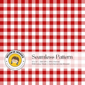 Nahtloses Muster: Rote Gingham-nahtlose Wiederholung, Cottage-Core-Stil, kariertes Design für den kommerziellen Gebrauch