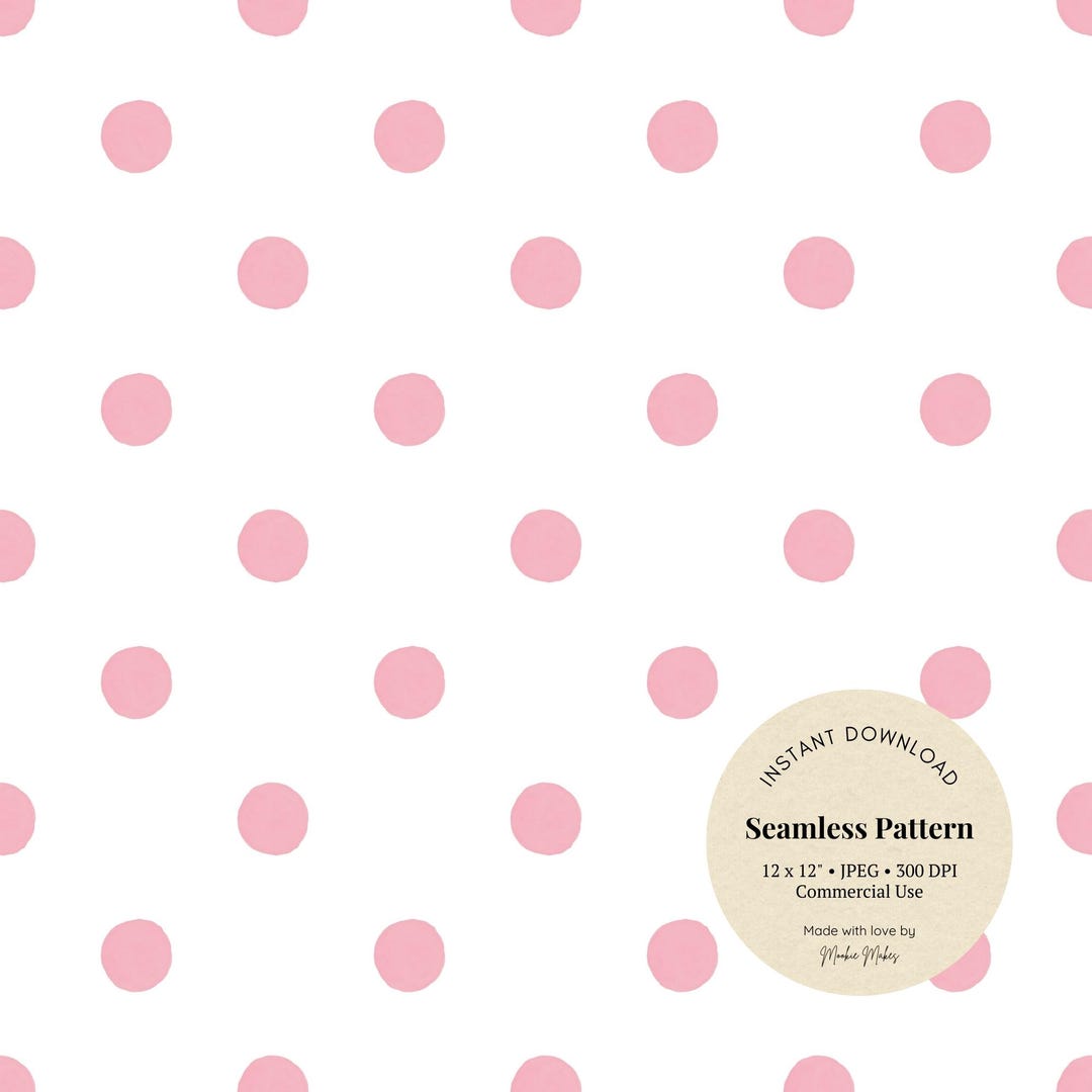 Blush Pink Watercolor Polka Dot Pattern: Seamless Digital Paper (JPG ...