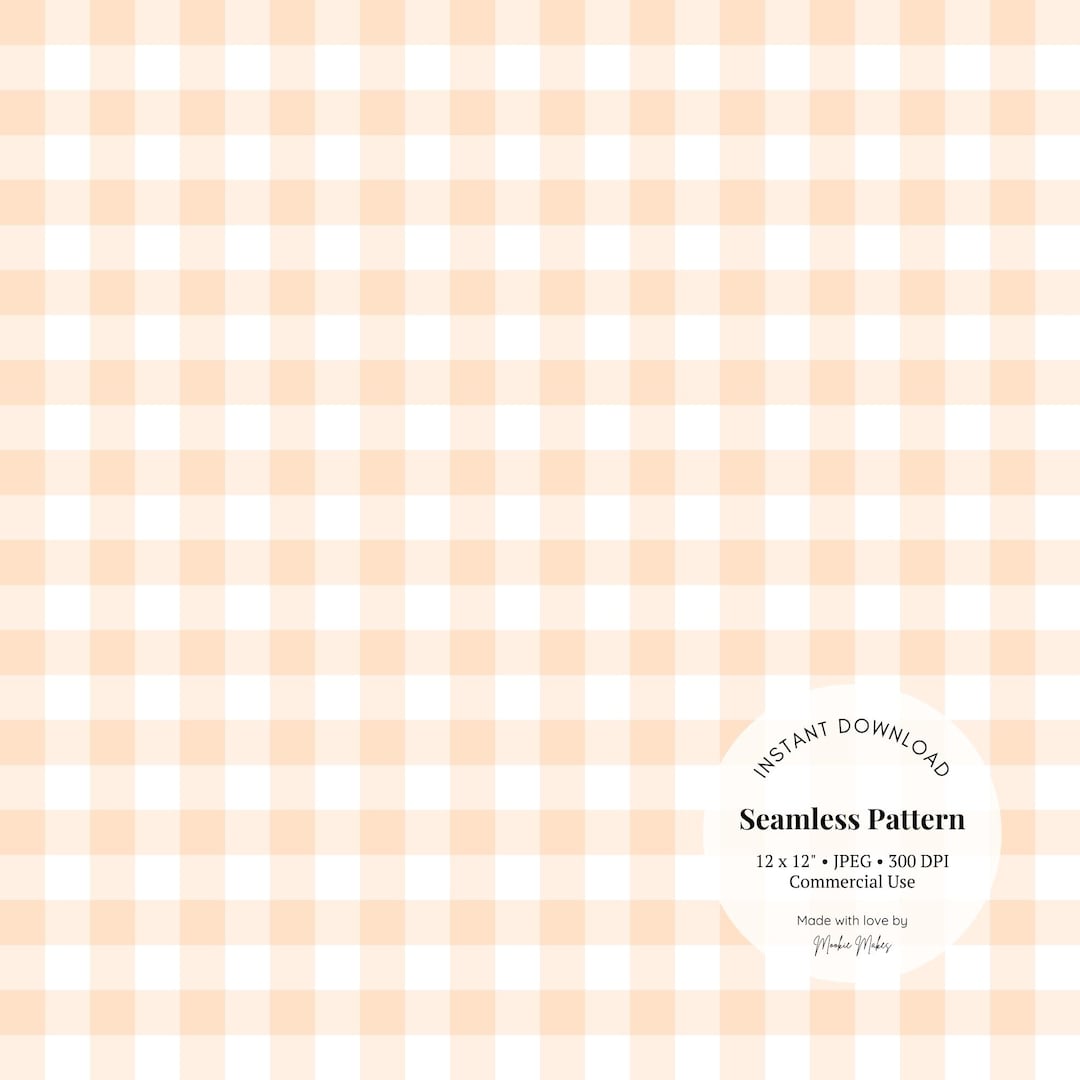 Peach Gingham Seamless Pattern: Pastel Checkered Digital Paper (JPG ...
