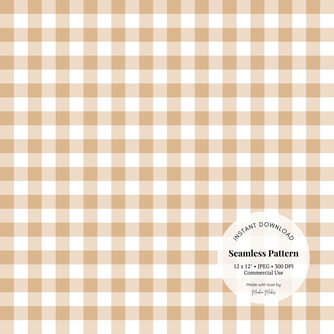 Tan Gingham Seamless Pattern – Camel Digital Paper JPG for Fabric ...