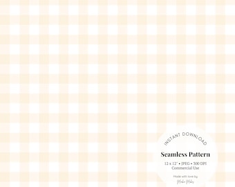 Cream Gingham Seamless Pattern – Neutral Plaid Digital Paper, Cottagecore Minimalist JPG for Scrapbooking & Fabric