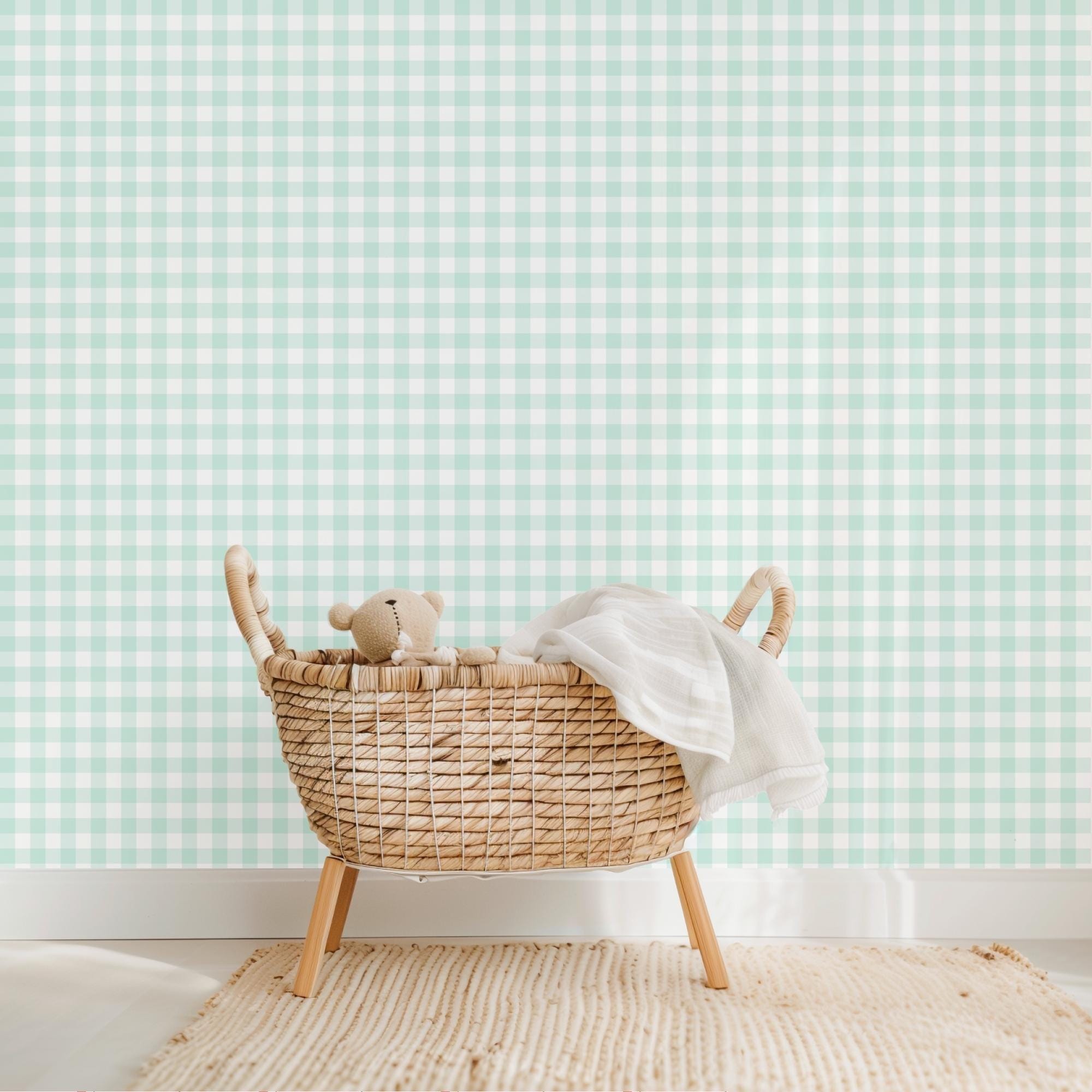 Mint Green Gingham Pattern: Pastel Checkered Digital Paper (JPG ...
