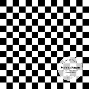Black and White Checkerboard Seamless Pattern – Black Checkerboard JPG for Crafts, Fabric & Scrapbooking