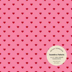 red hearts on pink – seamless valentine digital paper JPG for crafts & printables