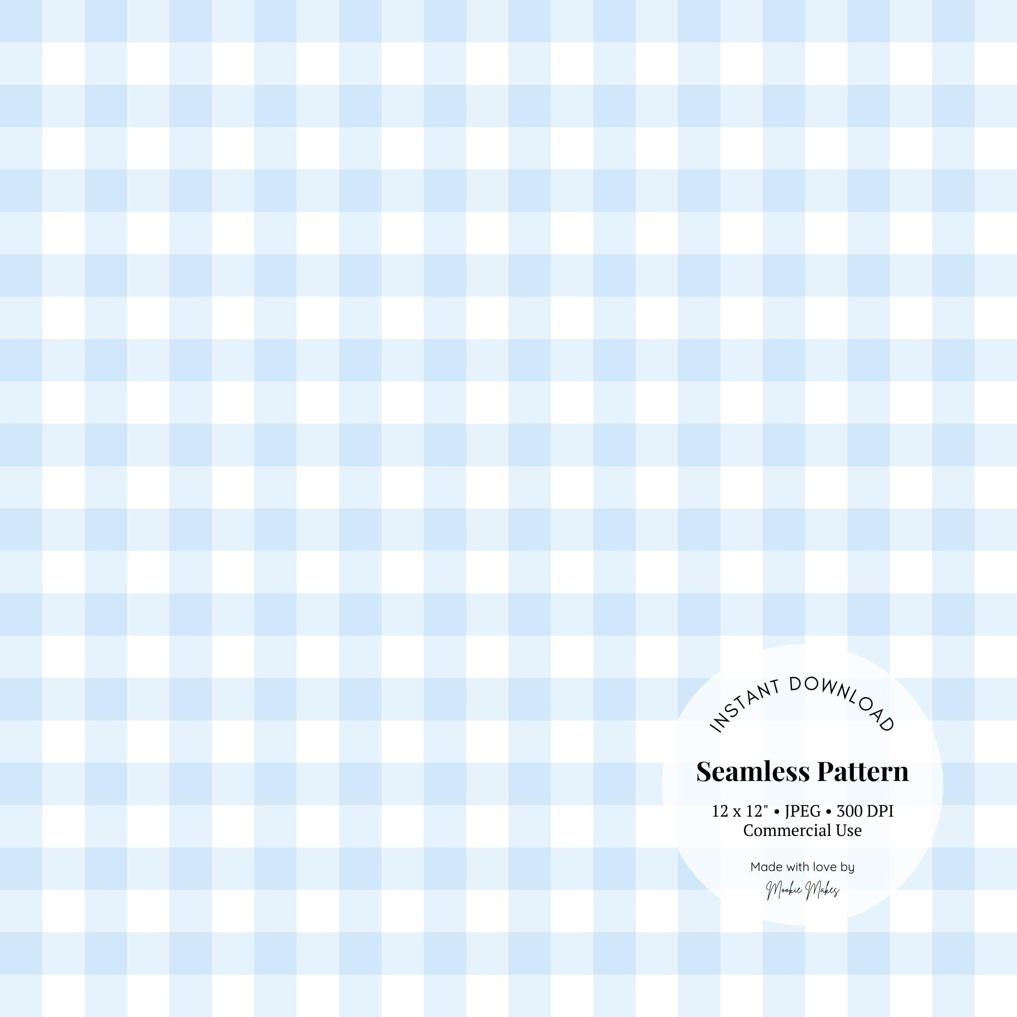 Pale Blue Gingham Pattern: Seamless Plaid Digital Paper (JPG Download)
