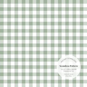 Sage Green Gingham Seamless Pattern – Pastel Checkered Digital Paper for Scrapbooking & Fabric | JPG Printable Download