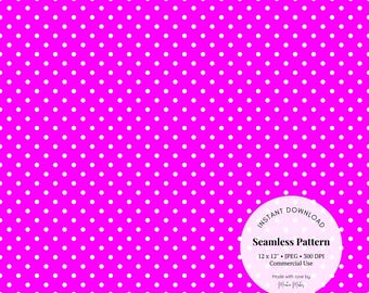 Neon Pink Polka Dot Background: Vibrant Digital Paper (JPG Downloadable File)