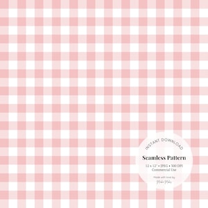 Può includere: Un motivo gingham rosa e bianco senza cuciture. Il motivo misura 30,5 cm per 30,5 cm e ha una risoluzione di 300 DPI. È per uso commerciale.