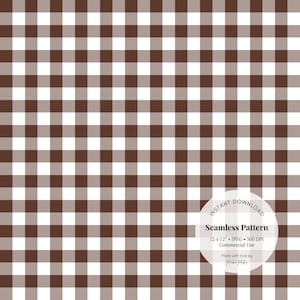 Könnte beinhalten: Ein nahtloses braunes und weißes Gingham-Muster, perfekt für digitales Scrapbooking, Basteln und andere kreative Projekte. Das Muster ist 30,48 cm x 30,48 cm groß und hat 300 DPI.