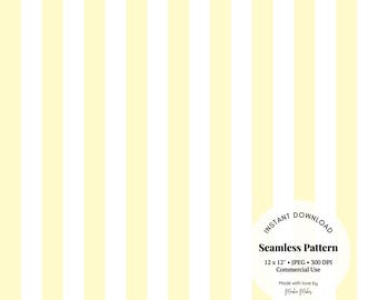 Pale Yellow Stripe Seamless Pattern – Soft Pastel Vertical Stripes Digital Paper for Fabric, Wrapping Paper & Scrapbooking, JPG Download