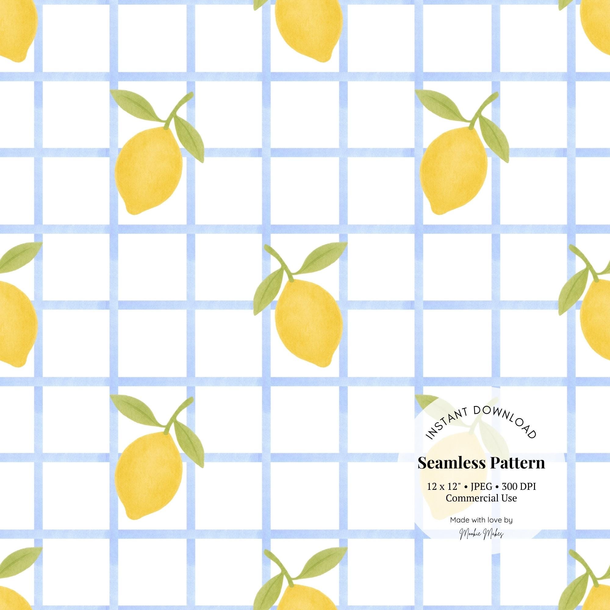 Lemon Checkered Digital Paper: Watercolor Citrus Grid Pattern (JPG ...