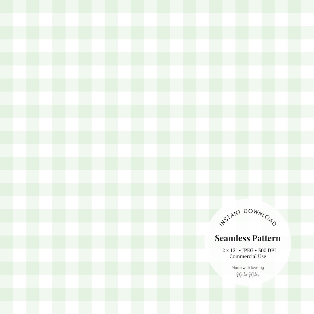 Pale Green Gingham Seamless Pattern – Pastel Checkered Digital Paper ...