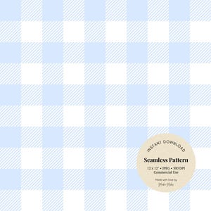 Damier bleu poudré - Papier numérique Vichy sans couture, JPG de style campagnard pour papier d'emballage ou projets en tissu