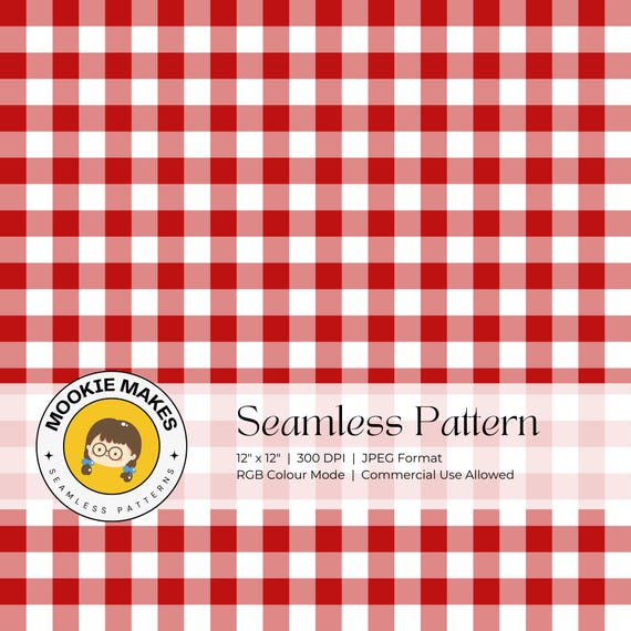 Red Gingham Check Seamless Pattern: Cottagecore Fabric Design