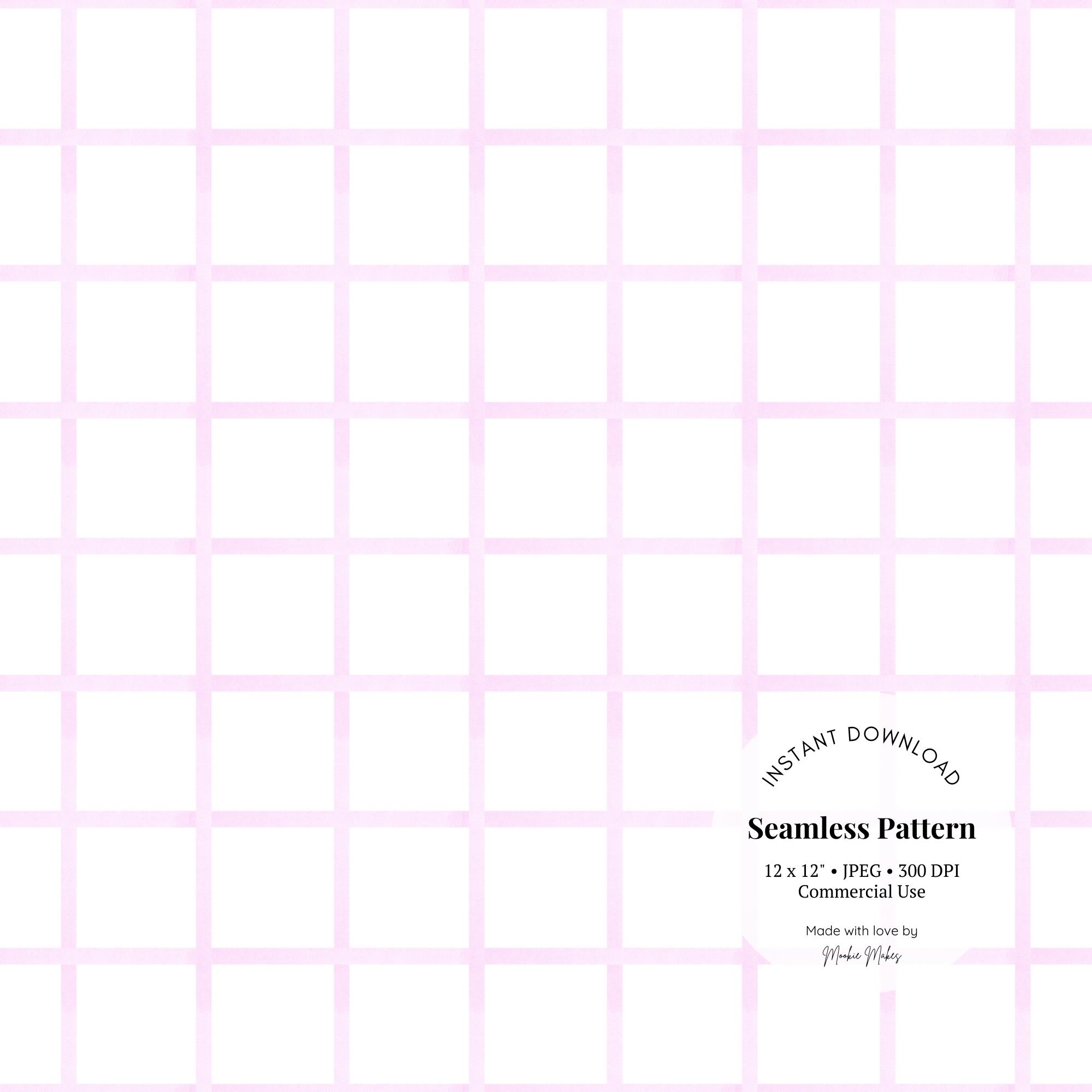 Light Pink Grid Pattern: Pastel Checkered Digital Paper (JPG