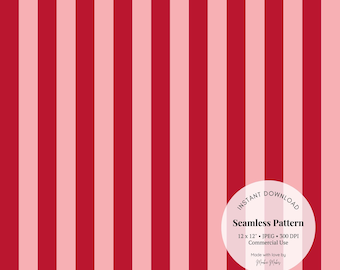 Red Pink Stripe Seamless Pattern – Vertical Stripes Digital Paper for Fabric, Wrapping Paper & Scrapbooking, Bold JPG Download