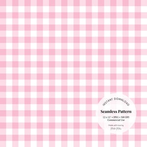 Baby Pink Gingham Pattern: Seamless Checkered Digital Paper (JPG Download)