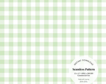 Hell Pistazie Gingham nahtloses Muster – Pastell kariertes digitales Papier für Scrapbooking & Stoff | JPG Herunterladen