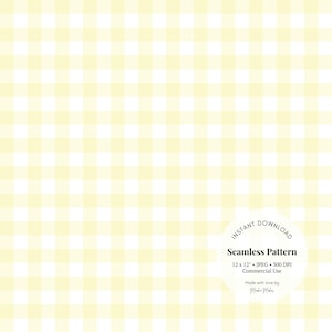 Pastel Yellow Gingham Seamless Pattern – Light Yellow Plaid Digital Paper, Soft Cottagecore JPG for Baby Fabric & Wrapping Paper