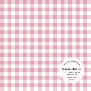 Op de afbeelding: Een naadloos roze en wit gingham-patroon. Het patroon is 30,5 cm bij 30,5 cm en heeft een resolutie van 300 DPI. Het is beschikbaar voor commercieel gebruik.