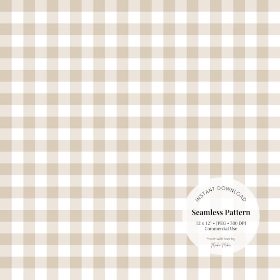 Beige Gingham Seamless Pattern – Neutral Digital Paper for Scrapbooking, Fabric, Wrapping | JPG Printable Download