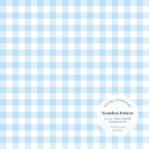 Pastel Blue Gingham Seamless Pattern – Light Blue Check Digital Paper for Nursery, Baby Showers & Crafts – Printable JPG Download