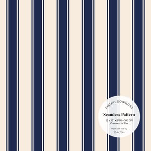 Motif à rayures bleu marine - Papier numérique nautique, Design minimaliste sans couture JPG pour le scrapbooking, Tissu et travaux manuels imprimable