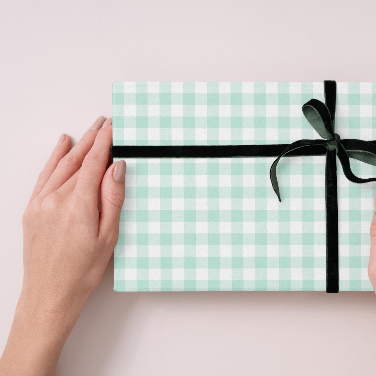Mint Green Gingham Pattern: Pastel Checkered Digital Paper (JPG ...