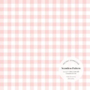 Papier numérique sans couture à motif Vichy rose poudré - Motif à carreaux pastel, JPG de style campagnard pour le scrapbooking, tissu, décoration de chambre d'enfant