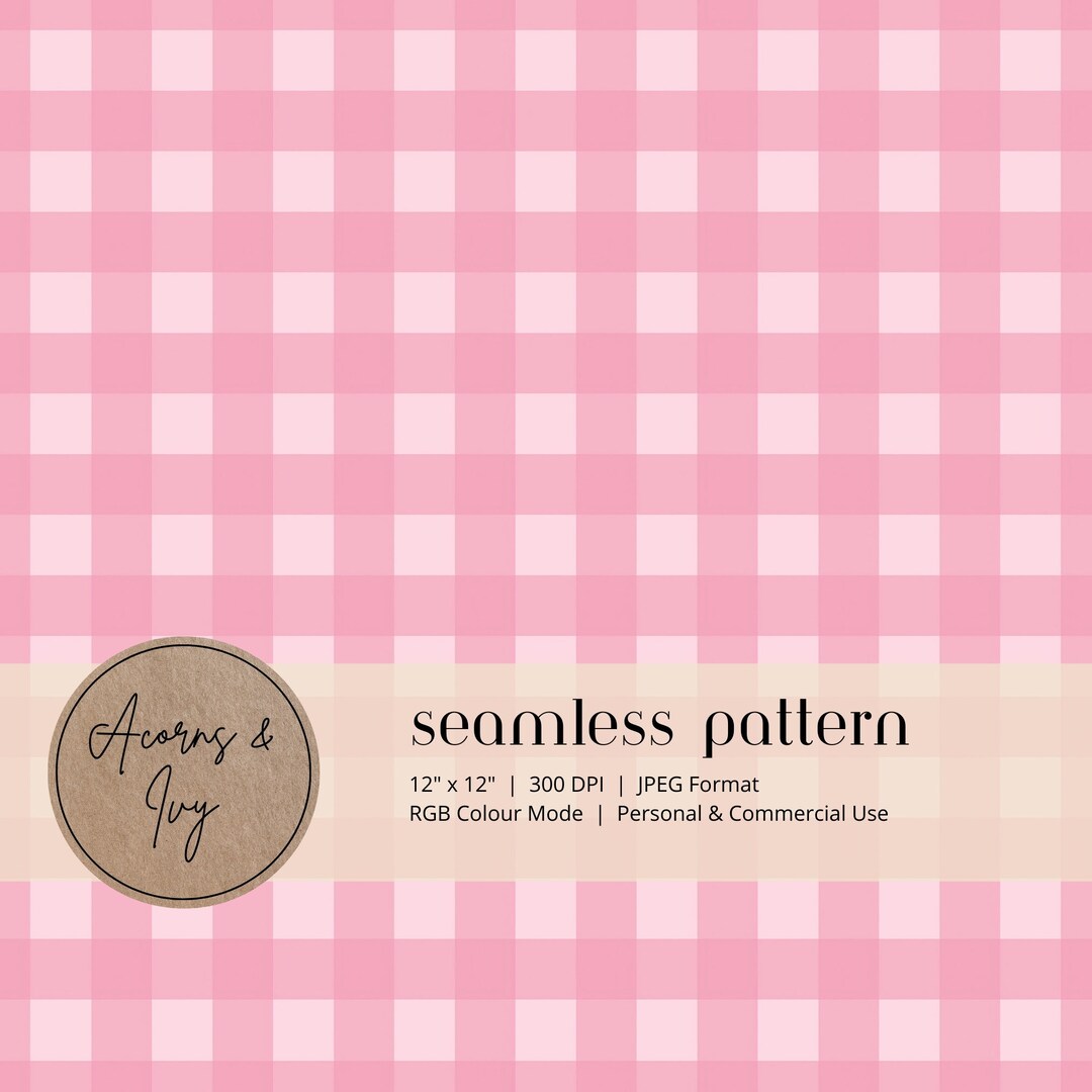 Pink Gingham Seamless Pattern, Checker Seamless Repeat Pattern, Pink ...