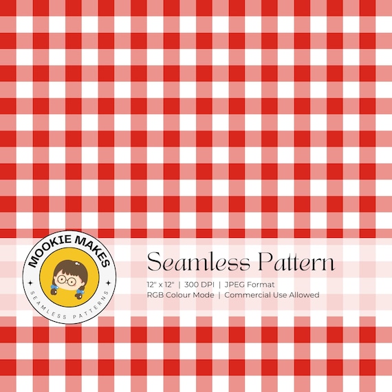 Red Gingham Check Seamless Pattern: Cottagecore Fabric Design