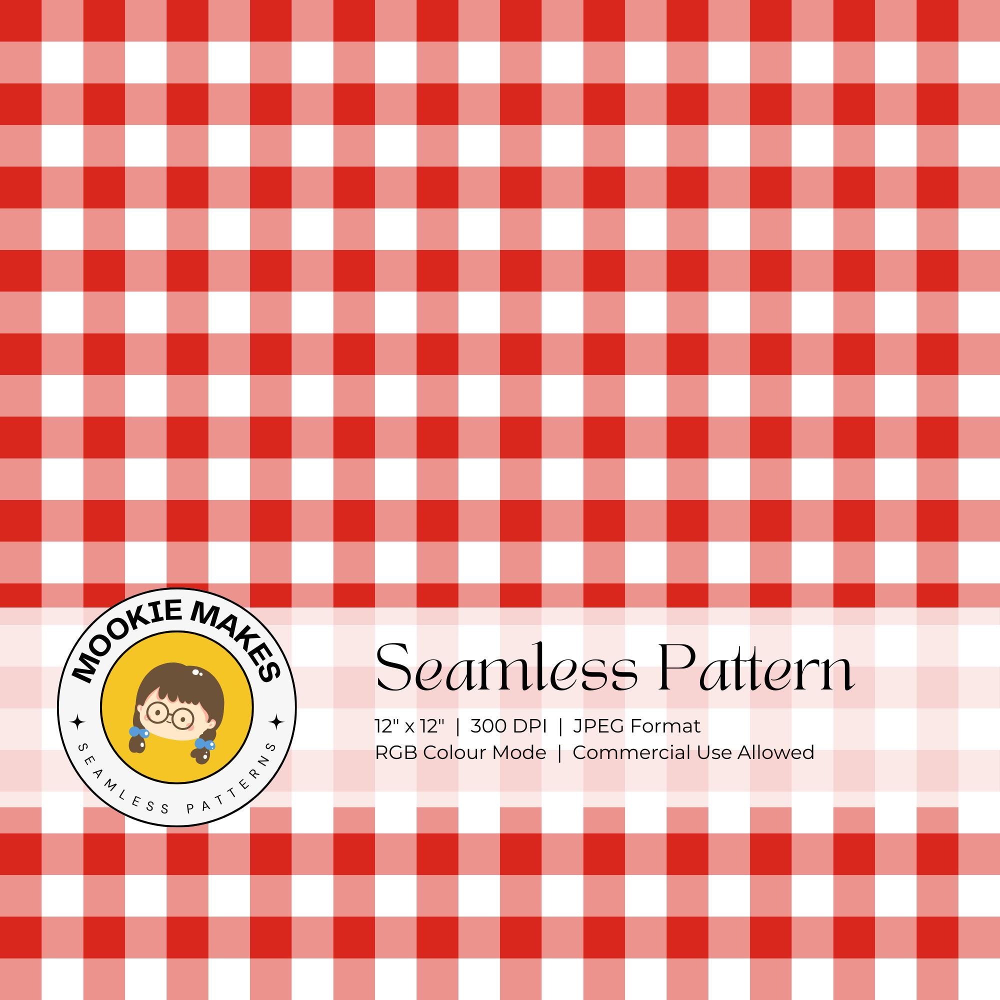Red Gingham Check Seamless Pattern: Cottagecore Fabric Design