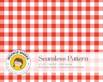 Tomato Red Gingham Check Seamless Pattern: Cottage Core Fabric