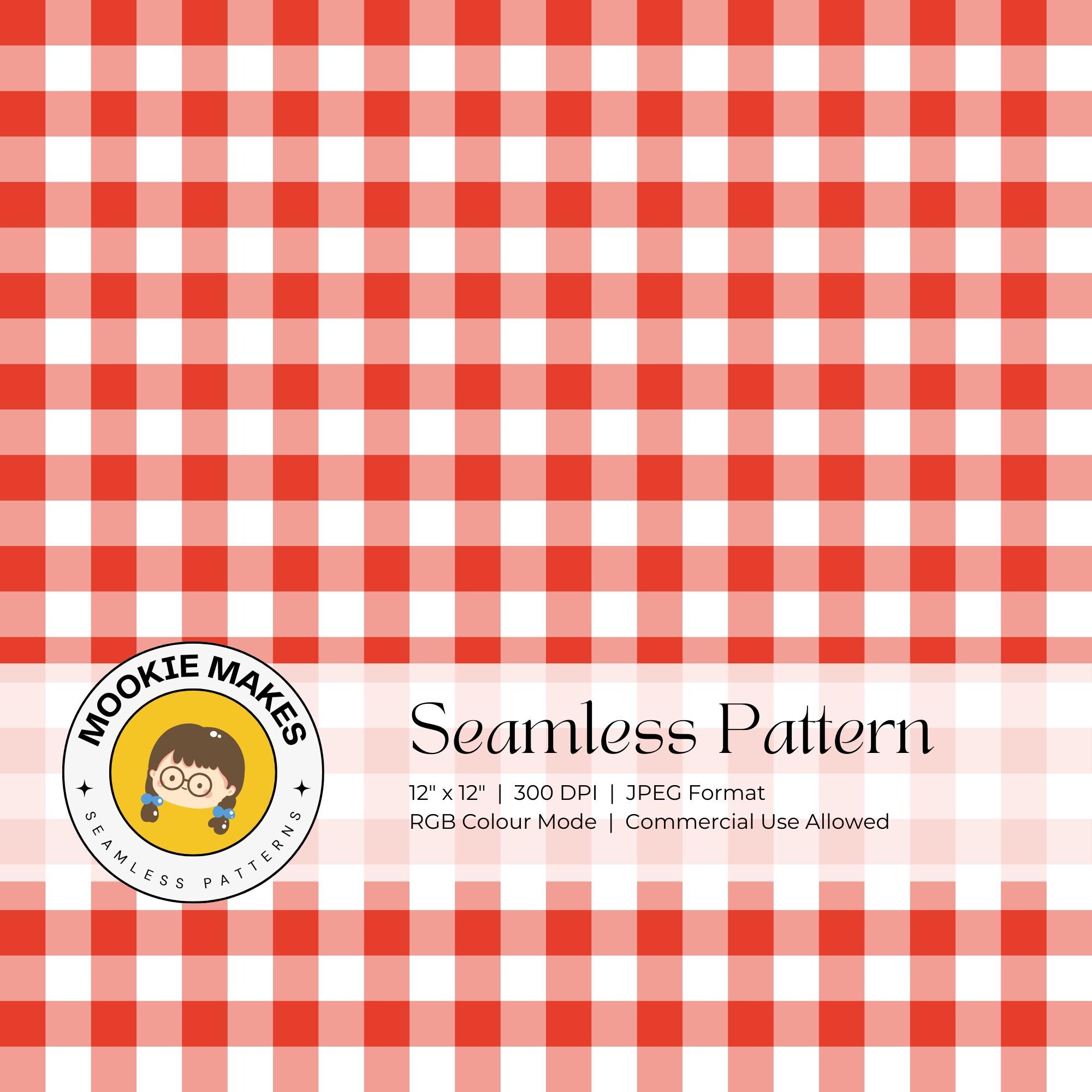 Tomato Red Gingham Check Seamless Pattern: Cottage Core Fabric