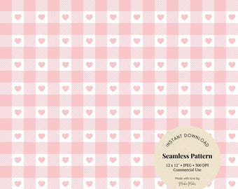 Naadloos patroon roze hart gingang: babyshower digitaal papier (downloadbaar jpg-bestand)