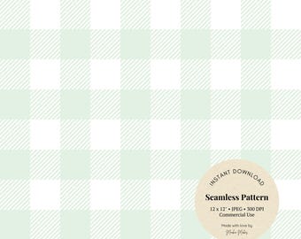 May include: A seamless digital paper pattern with a light green and white gingham design. The pattern is 12 inches by 12 inches and 300 DPI. It is for commercial use.