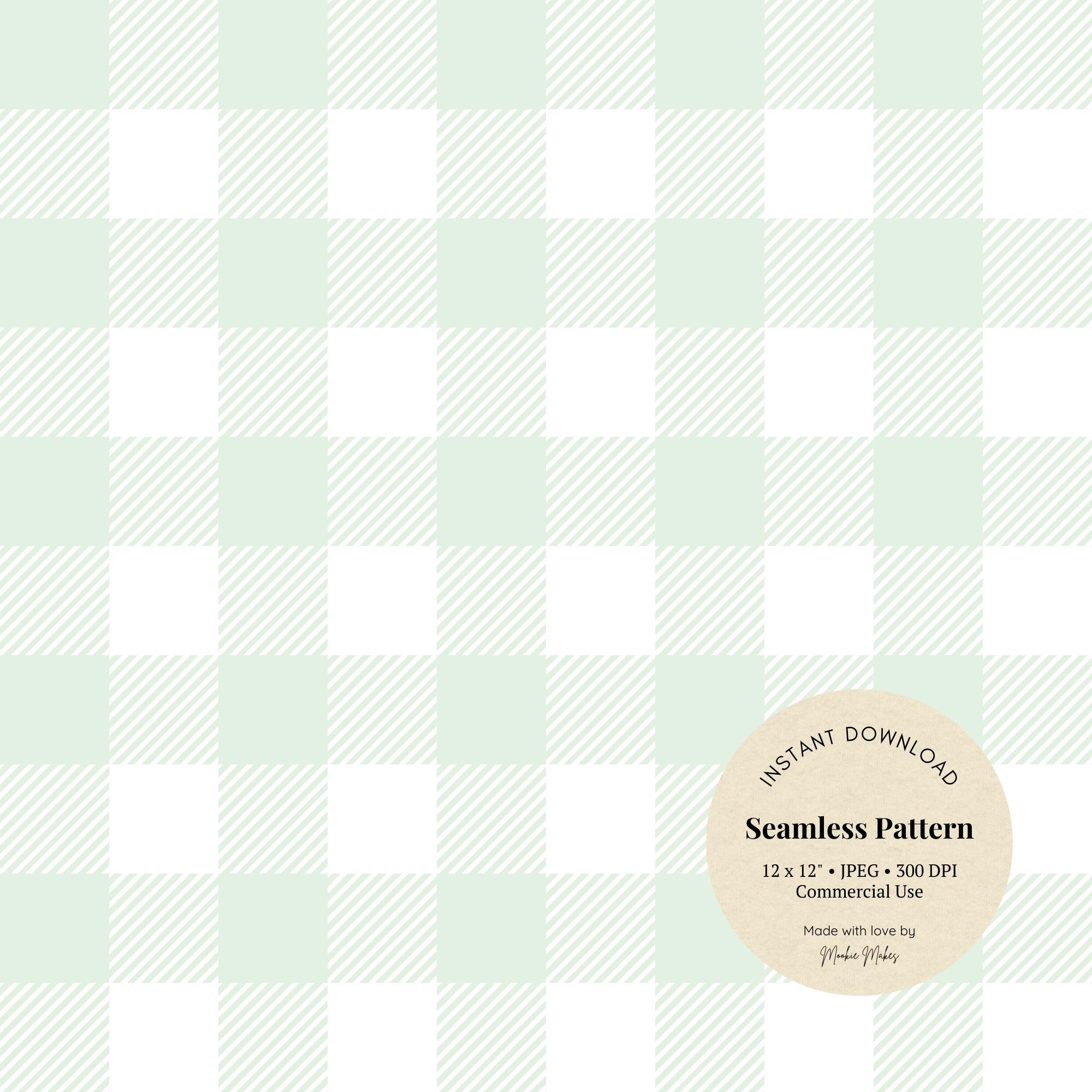 Light Green Gingham Pattern: Pastel Check Digital Paper (JPG Digital ...