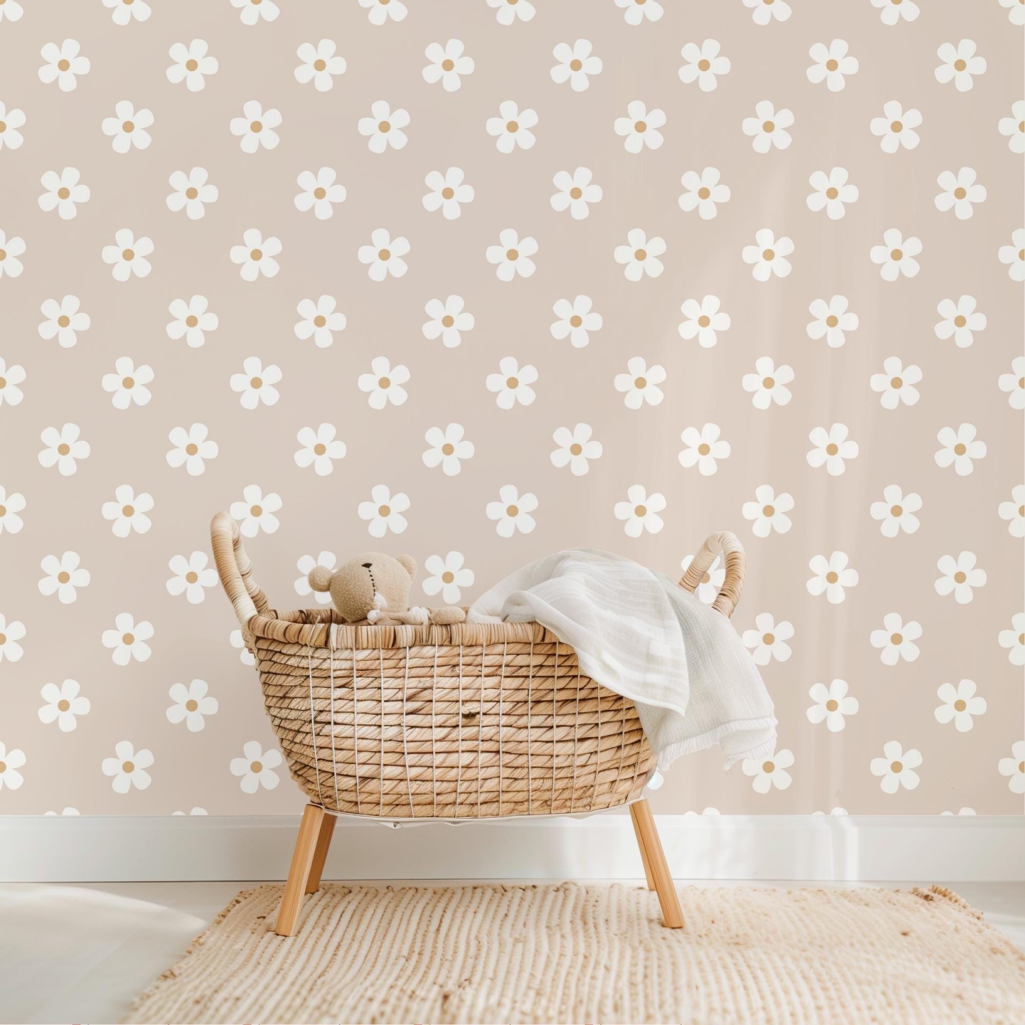 Boho Daisy Seamless Pattern - Neutral Floral Digital Paper (JPG & TIFF ...