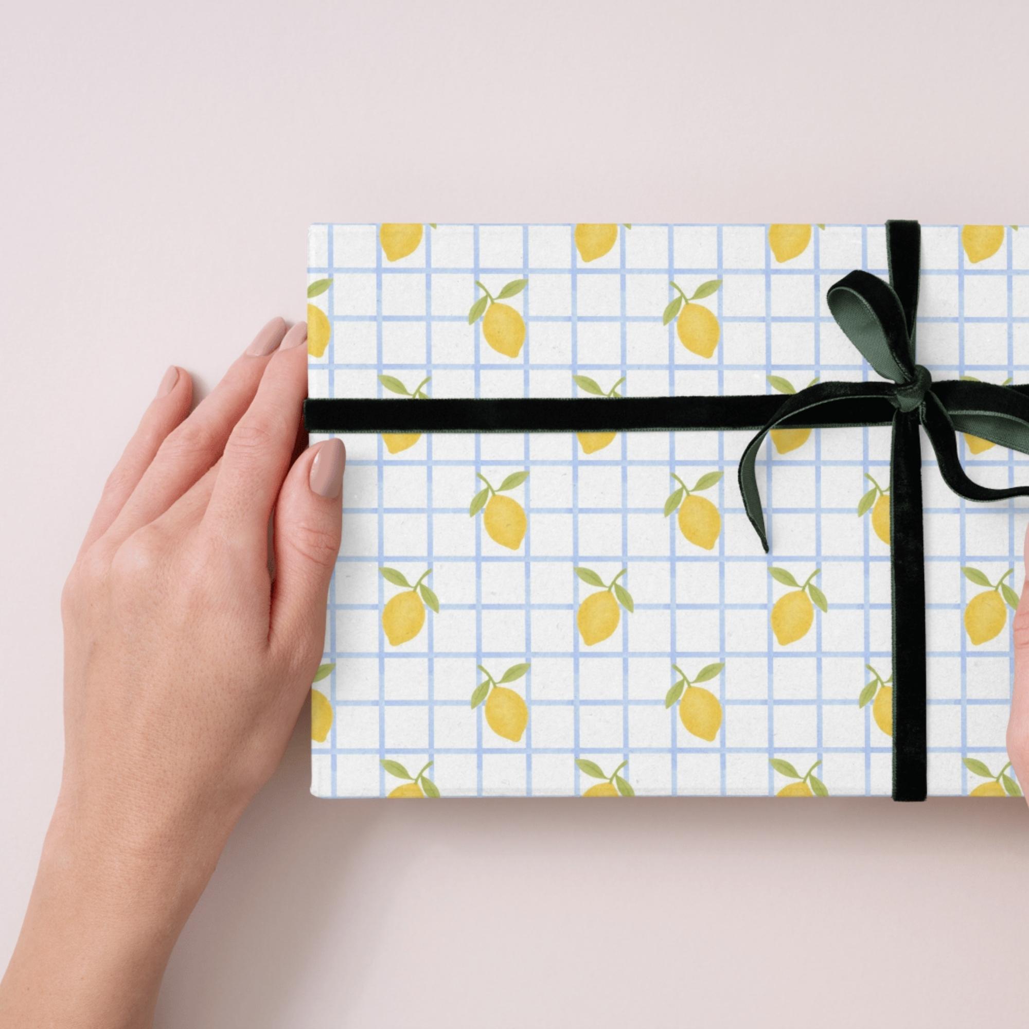 Lemon Checkered Pattern – Watercolor Citrus Grid Digital Paper, Blue ...