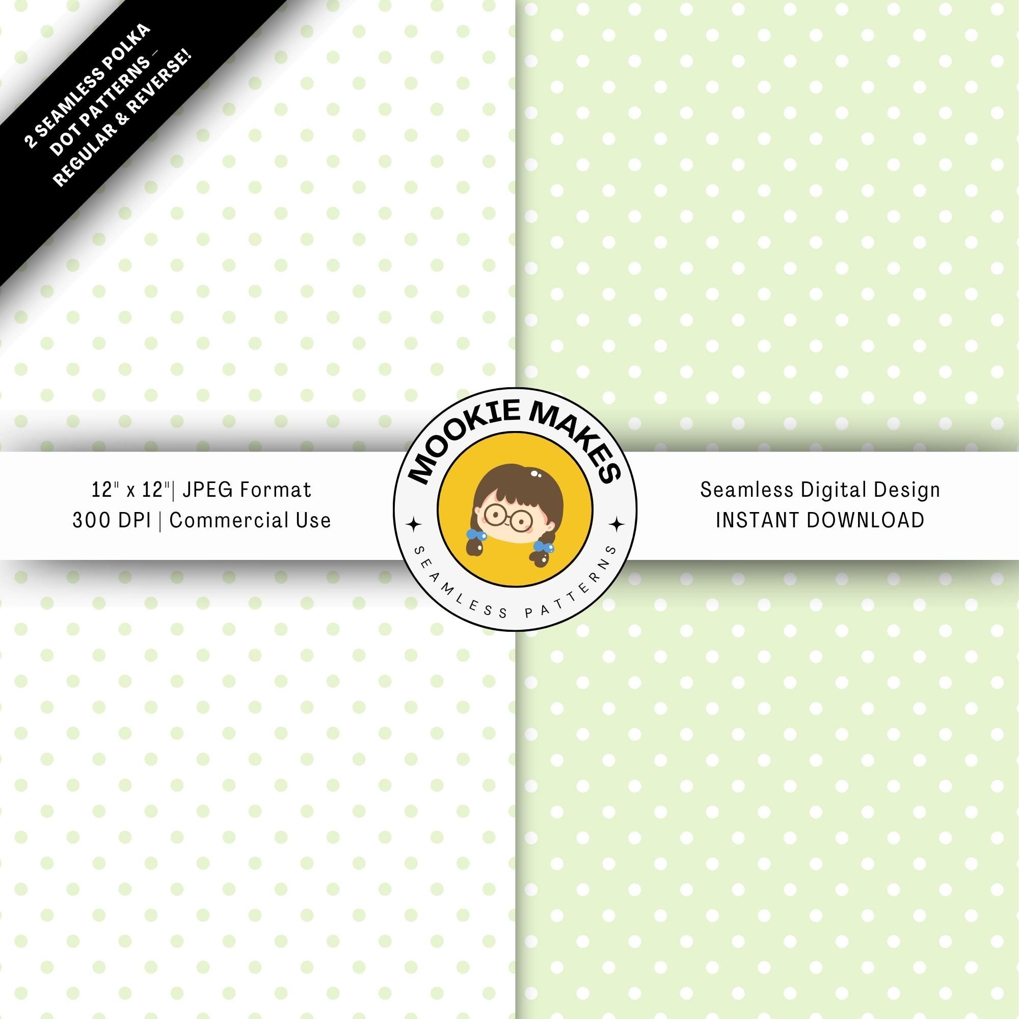 Pastel Green Polka Dot Pattern: Pistachio Digital Paper (JPG Download)