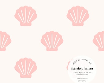 Seashell Seamless Pattern – Beach Digital Paper for Scrapbooking & Crafts – 12x12" JPG Download