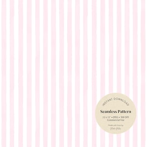 Modèle sans couture à rayures aquarelle rose bébé - Papier numérique doux pour décoration de baby shower, travaux manuels pour chambre d'enfant, téléchargement JPG