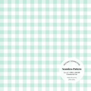 Naadloos mintgroen gingangpatroon – pastelkleurig geruit digitaal papier voor knutselen, stoffen en scrapbooking | Afdrukbare JPG-download
