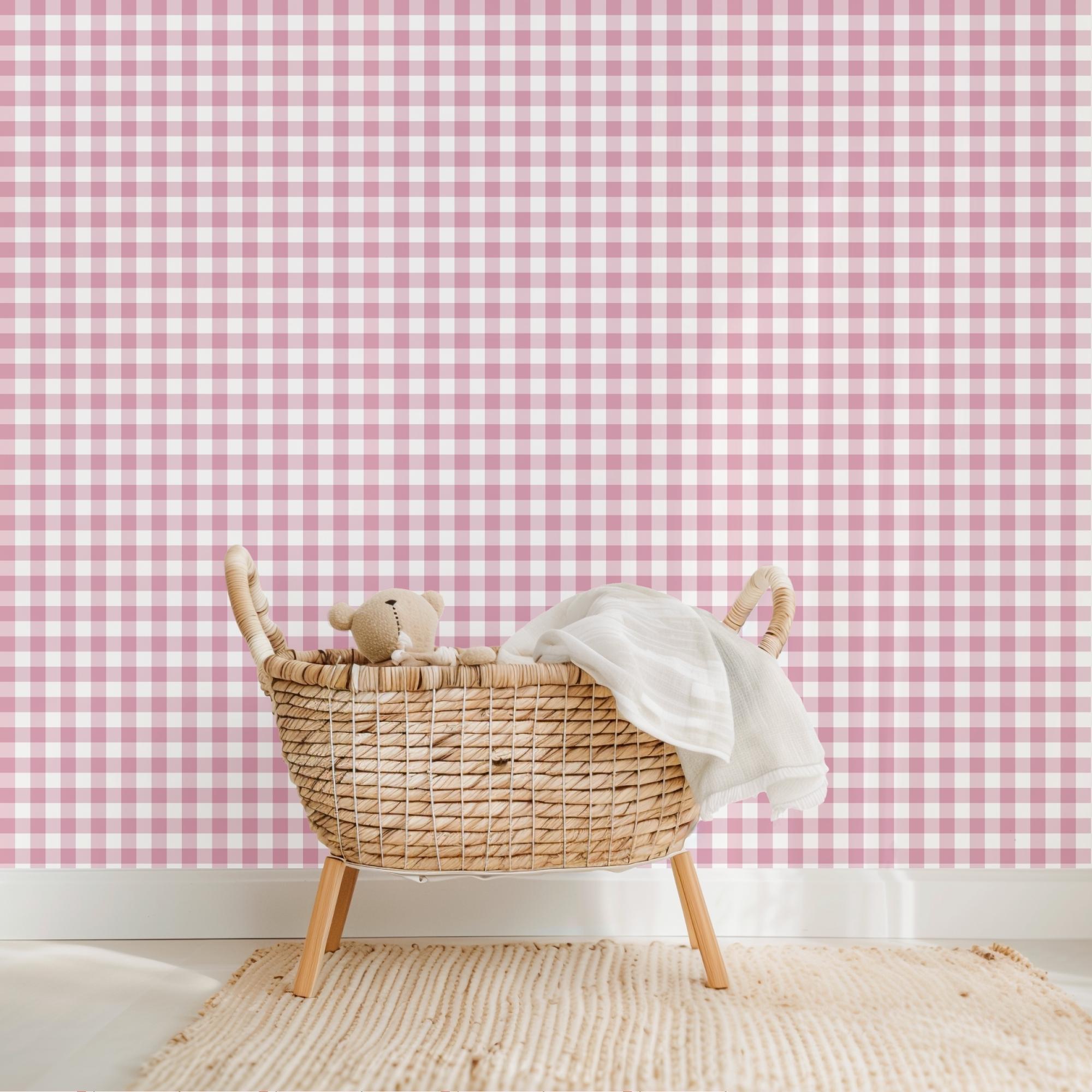 Dusty Rose Gingham Seamless Pattern: Muted Pink Checkered Digital