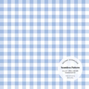 Light Blue Gingham Seamless Pattern – Pastel Blue Plaid Digital Paper for Scrapbooking, Fabric & Gift Wrap – Printable JPG Download
