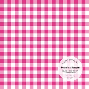 Könnte beinhalten: Ein nahtloses rosa und weißes Gingham-Muster, perfekt für digitales Scrapbooking, Basteln und andere kreative Projekte. Das Muster ist 30,48 cm x 30,48 cm groß und hat 300 DPI.